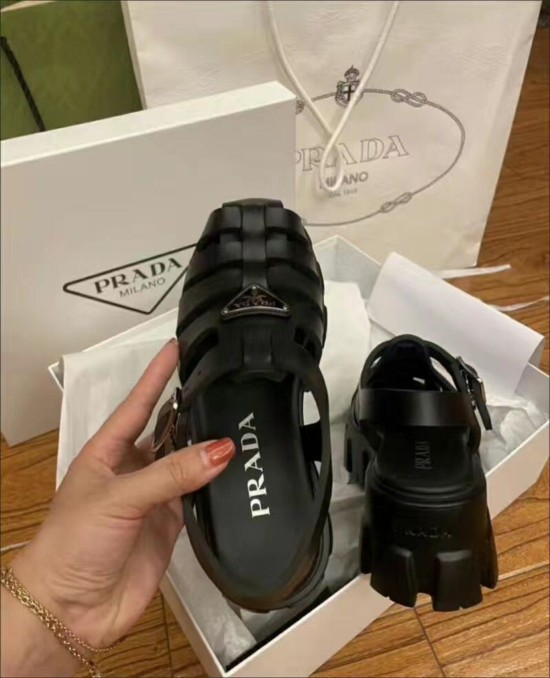 Prada Sandalias Monolith Goma