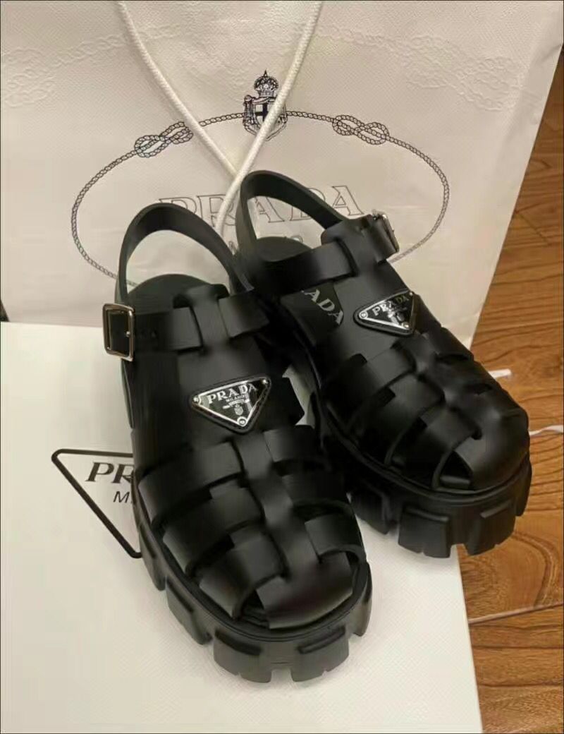 Prada Sandalias Monolith Goma